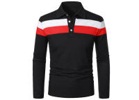 Polo de golf para hombre, camiseta a rayas de manga larga con solapa, ropa deportiva transpirable, primavera y verano - details 4