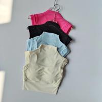 Traje de Yoga de Malla Falsa de Dos Piezas Sujetador Deportivo Transpirable de Manga Corta de Secado Rápido Camiseta Exterior de Poliéster - details 0