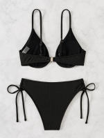 Nuevo traje de baño sexy con espalda descubierta y soporte de acero dividido de Yiyong, bikini con cordones de color sólido para mujer - details 6