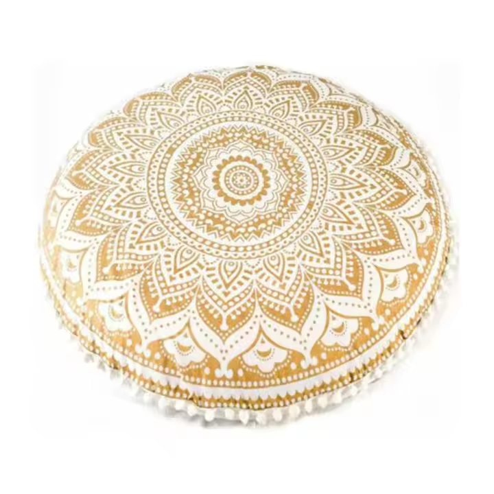 Funda de almohada redonda de Mandala para el hogar, cubierta de cojín bohemia de 40CM con estampado de flores para Hotel - 1