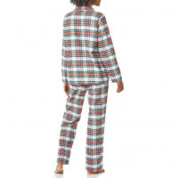 MoFiz Pijamas Mujer Algodón Cuadros Manga Larga con Traje Dos Piezas Casual Ropa de Casa Dormir con Botones - details 10