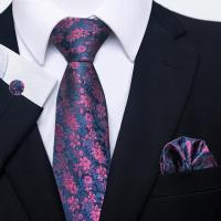 Juego de pañuelos y gemelos florales, corbatas de moda para hombre, 4 piezas - details 16