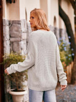Suéter elegante de punto para mujer, jersey básico con bolsillo y cuello redondo, holgado, Vintage, otoño e invierno, 2023 - details 22