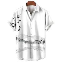 Moda Verano 2023 Camisa de Cuello Redondo con Estampado de Simbolo de Música - details 10