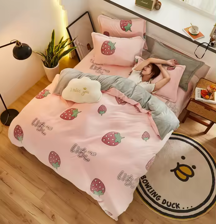 Funda de edredón de franela suave y cálida, forro polar de Coral, ropa de cama gruesa de terciopelo para invierno, individual, doble, Queen, King Size - 1