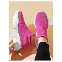 Zapatos Deportivos Con Plataforma A La Moda Para Hombre, Zapatillas Informales De Punto Rojo De Alta Calidad, Zapatillas Para Correr Ligeras Y Transpirables Sin Cordones Para Hombre - details 16