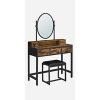 Tocador, Mesa de Maquillaje con Luces LED de 3 Colores y Brillo Ajustable, Espejo Giratorio 360 ° , con Taburete Acolchado, 5 Cajones y 1 Organizador Extraíble - details 10