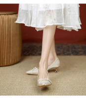 Nuevos y hermosos zapatos de boda de champán francés, nicho de las mujeres, temperamento de alta gama, barra de perlas, zapatos de dama de honor mitzvah, tacones altos. - details 9