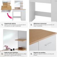 tocador de Maquillaje, Estilo Vintage, Espejo Giratorio, Taburete Acolchado, 4 cajones, Elegante, Muebles Dormitorio, tocador con Espejo, Espejo Maquillaje, tocadores de Maquillaje - details 30