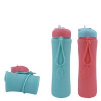 Botella de agua de silicona plegable a prueba de fugas, taza de agua plegable portátil reutilizable, tapa giratoria, tazas de agua plegables para viaje - details 3
