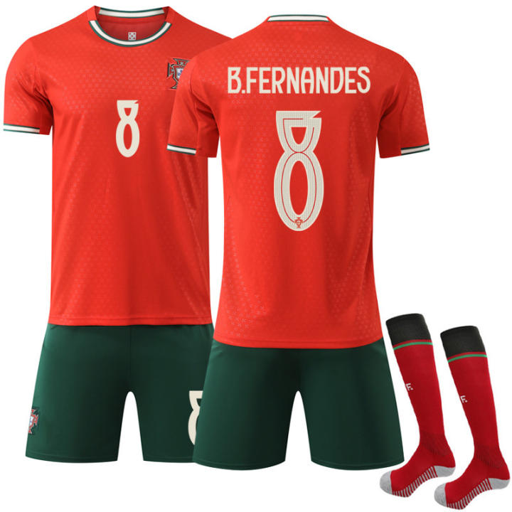 Uniforme de Fútbol Rojo de Portugal para Niños, Talla 25-26 7 Ronaldo No. 10 B-Seat Jersey 8B Fee 11 Phillips