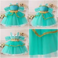 Vestido de princesa Cosplay de jazmín Bella Durmiente de melocotón de Alicia para niñas, disfraz de regalo de cumpleaños, vestido de fiesta de Halloween para niños - details 9