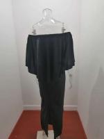 Nuevo vestido de noche con abertura en la cadera, envuelto en blingbling, con hombros descubiertos y borde con volantes en la espalda - details 1