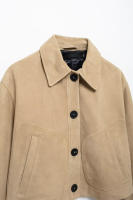 -2025 Chaqueta corta con cuello vuelto para mujer, lana de venado Simple, moda de otoño, nueva llegada - details 3