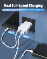 Paquete de cargador USB delgado de 5W, fuente de alimentación de 5V, 1A, 2 puertos USB C + adaptador de enchufe USB A, adaptador de enchufe para iPhone, lector de libros electrónicos, Xperia, MP3 smartphone blanco - details 0