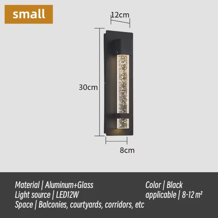 Lámpara LED de pared impermeable para exteriores, moderna y minimalista, de cristal, IP65, para balcón, pasillo, patio - 1
