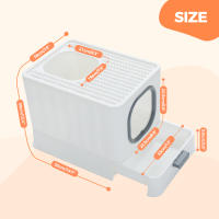 PAWZ Road Caja de arena plegable para gatos con cuchara para arena, inodoro grande para gatos, entrada frontal y salida superior, bandeja de arena para gatos fácil de limpiar con tapa, suministros para mascotas - details 0