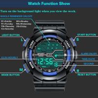 Reloj Deportivo de Lujo para Hombres Automático, Resistente al Agua, Luminoso, Reloj Digital de Pulsera de Cuero - details 7