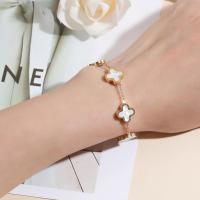 Juego de 3 pulseras de trébol dorado/blanco/negro chapadas en oro para mujer - details 4