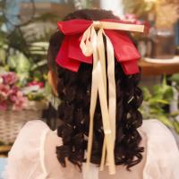 Gorros para niños, regalos de cumpleaños de princesa, cinta con lazo, cola de caballo, postizos Retro, peluca con cola de caballo rizada para niños, cola de caballo de pelo Royal Roll - details 10
