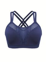 Sujetador De Cuello Redondo Hueco para Deportes, Transpirable, entrecruzado en la espalda, Cómodo, De Color Sólido, De alta elasticidad - details 37