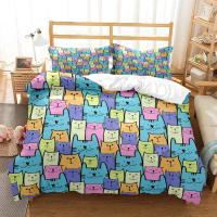 Juego de Ropa de Cama con Estampado de Gato Encantador Funda de Cojín y Cubierta de Edredón de Lujo para Reina Estilo Personalizado para Niños - details 3