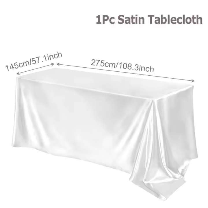 Mantel rectangular de satén, mantel liso brillante, blanco, rosa, cubierta de mesa de Color sólido, suministros para fiesta de boda, decoraciones de mesa - 1