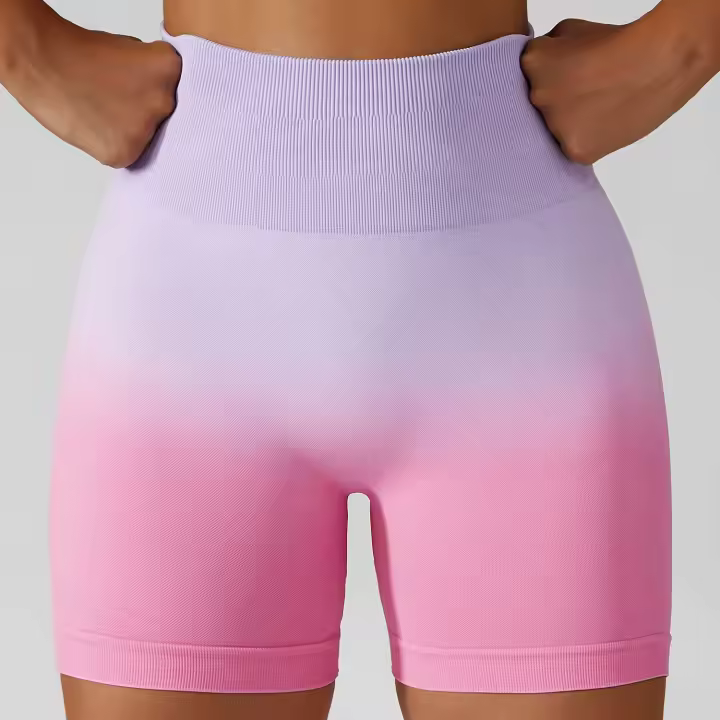 Pantalones Cortos Deportivos De Cintura Ancha Y Color Degradado - 1