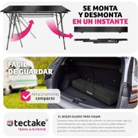 Mesa Camping Plegable con Altura Ajustable, Mesa Auxiliar de Aluminio con Topes, Mesa Exterior para Jardín, Terraza, Picnic, con Red de Almacenamiento y Bolsa de Transporte, 120x70,5x79 - Negra - details 6