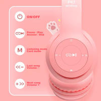 Auriculares inalámbricos con orejas de gato para videojuegos cascos con luz de Flash estéreo graves Compatible con Bluetooth para niños y niñas - details 3