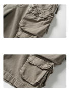 Pantalones cortos de algodón puro de verano para hombre, pantalones cortos cómodos y transpirables con múltiples bolsillos, pantalones cortos Cargo con movimiento, nuevos pantalones cortos de mezclilla de moda sólida para hombre - details 8