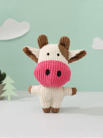 Juguetes de peluche de animales de vaca rosa para mascotas, juguetes chirriantes para masticar, silbidos, ardilla envuelta, lindo - details 1