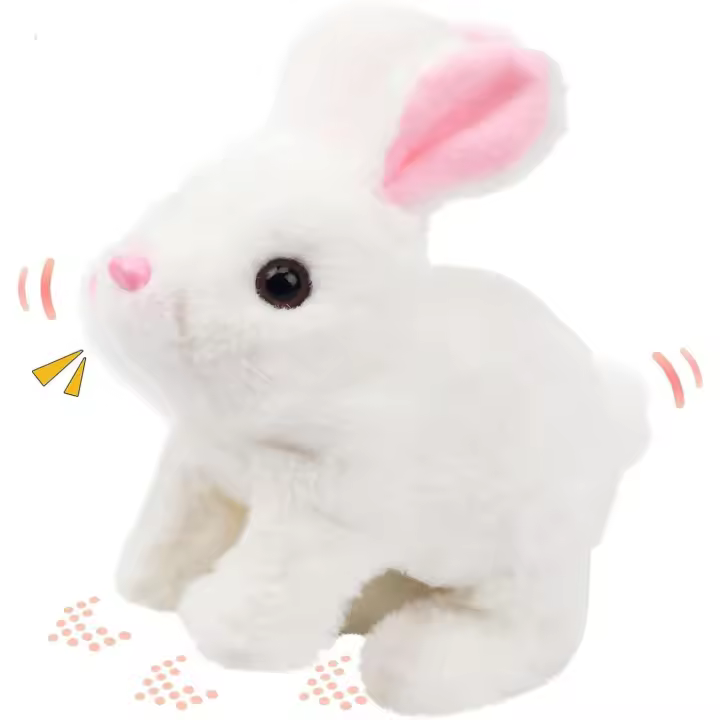 Bunny - Mi juguete de conejito realista, orejas que saltan, se contrajen y se sacuden, puede caminar y hablar, con movimientos realistas (blanco) - 1