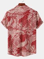 Camisa de manga corta informal para hombre, camisa de playa con estampado bonito, Color Rojo - details 8