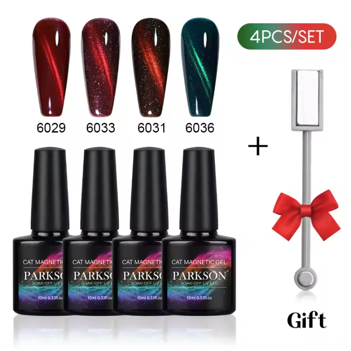 Parkson-esmalte en Gel para uñas, barniz UV para manicura semipermanente, Ojo de Gato, 2 piezas, 10ml - 1