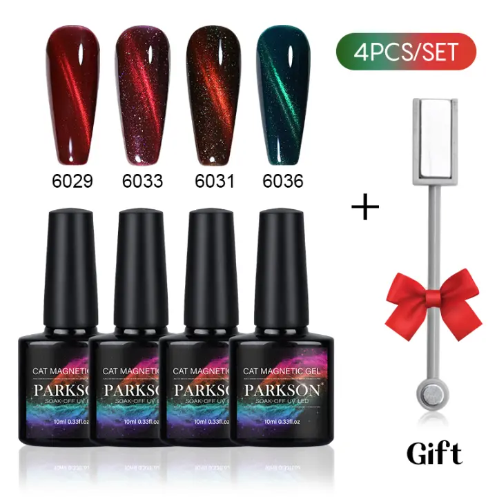 Parkson-esmalte en Gel para uñas, barniz UV para manicura semipermanente, Ojo de Gato, 2 piezas, 10ml - 1