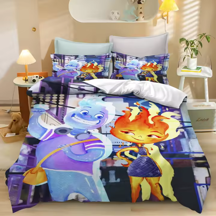 Juego de cama de 3 piezas con estampado de Crazy Element City, funda nórdica, conjunto de cama de colchón periférico, marca compartida - 1
