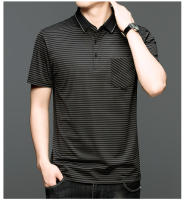 Polo polo camisa de moda traje de papá a rayas versátil verano manga corta top de hombre - details 6