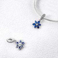 Colgante con elemento oceánico de plata de ley, cuentas de flores azules, pulsera para hacer joyas, regalo del día de San Valentín - details 1
