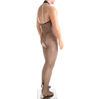 Hombres Sexy Rejilla Entrepierna Sin Pecho Cuerpo Medias Lencería Erótica Body Glúteos Abiertos Pantimedias Malla Hueco - details 3