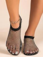 Sandalias Planas de Lujo para Mujer Punta Redonda Suelo Plano Botas Cortas de Verano con Diamantes de Agua - details 3