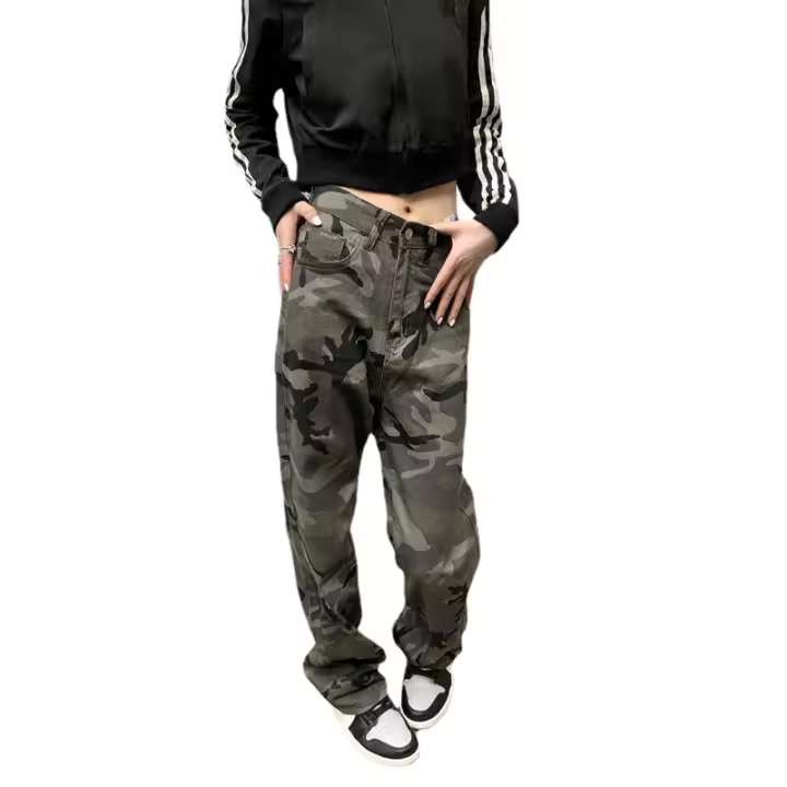 Pantalones informales de camuflaje para mujer, Pantalón recto Harajuku de Hip Hop, holgados, Unisex, Cargo, combina con todo, básicos, Chic - 1