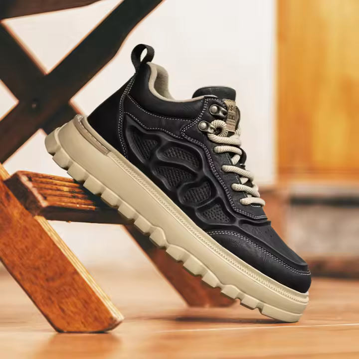 Zapatillas Deportivas de Cuero Premium Retro Versátiles Suela Gruesa Antideslizante para Hombres - 1