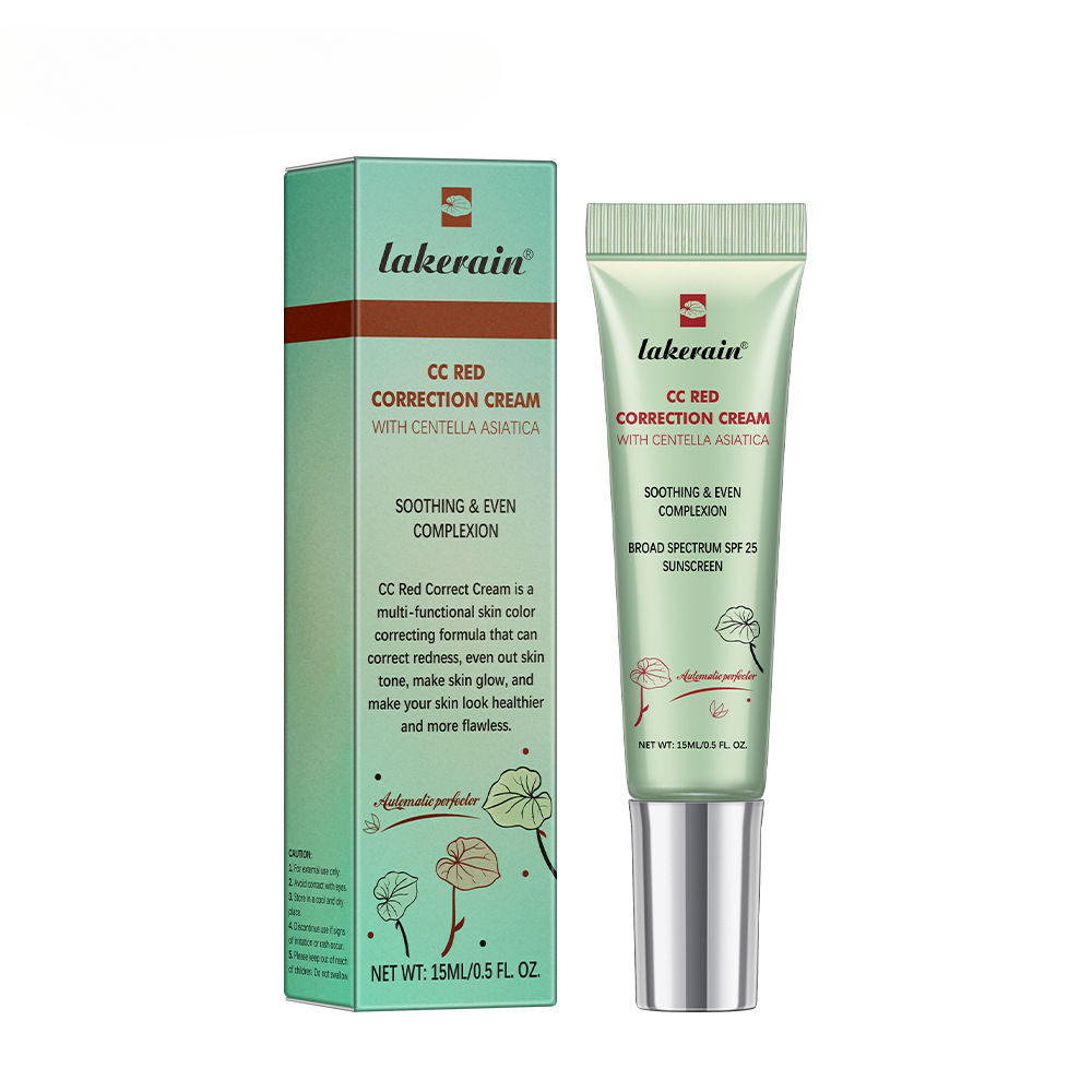 CC Crema Correctora de rojías con Centella,Fórmula correctora del color para manchas,piel roja,marcas de acné,Ligera, sin grasa