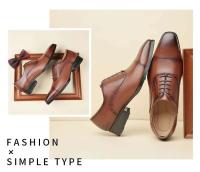 Zapatos de negocios de cuero con punta cuadrada y vestido de estilo moderno de cuero para hombre - details 7