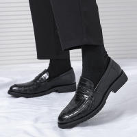 Zapatos Lefu para hombre, calzado sencillo y versátil con relieve sonriente, moda británica de negocios, talla grande - details 7
