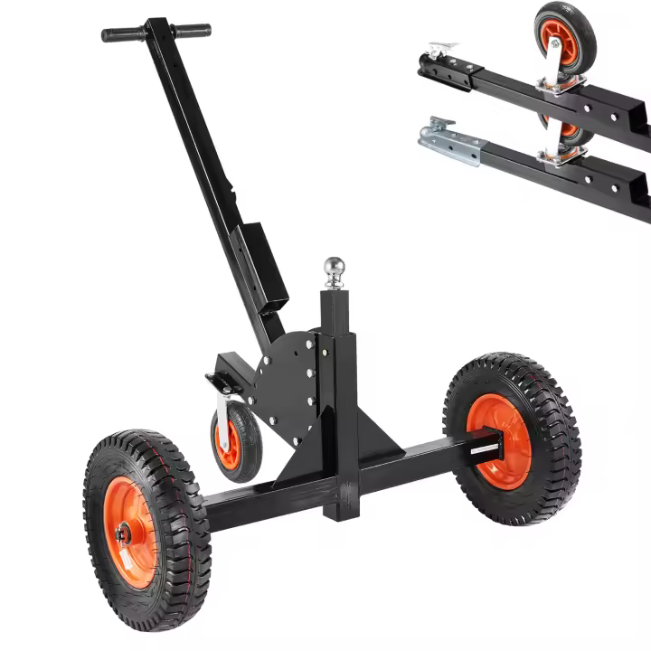 SucceBuy Trailer Dolly - Capacidad de peso de lengüeta de 1500 libras, transportador de remolque 2 en 1 con altura ajustable de 22 y 26 pulgadas, bola de 2 pulgadas, neumáticos de 15,2 pulgadas y rueda universal - 1