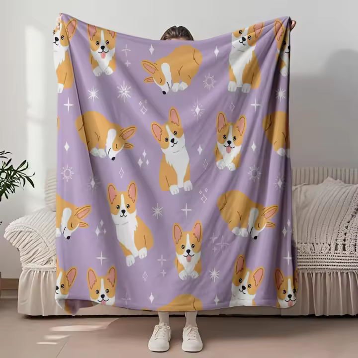 Manta de Cama de Franela Todas las Temporadas Diseño Otomi de Animales y Flores - 1
