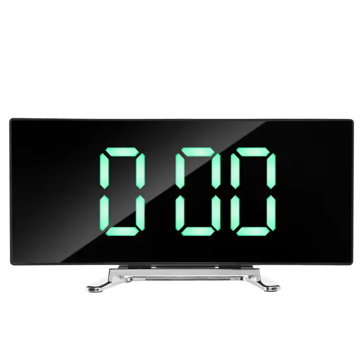 Reloj despertador digital, reloj digital con pantalla LED regulable curvada de 7 pulgadas para dormitorio de niños, reloj verde con números grandes, liviano - 1
