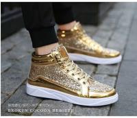 Zapatillas Retro de buena calidad para hombre, zapatos dorados de tendencia a la moda con cierre de cordones, forro de malla para temporada de otoño - details 16